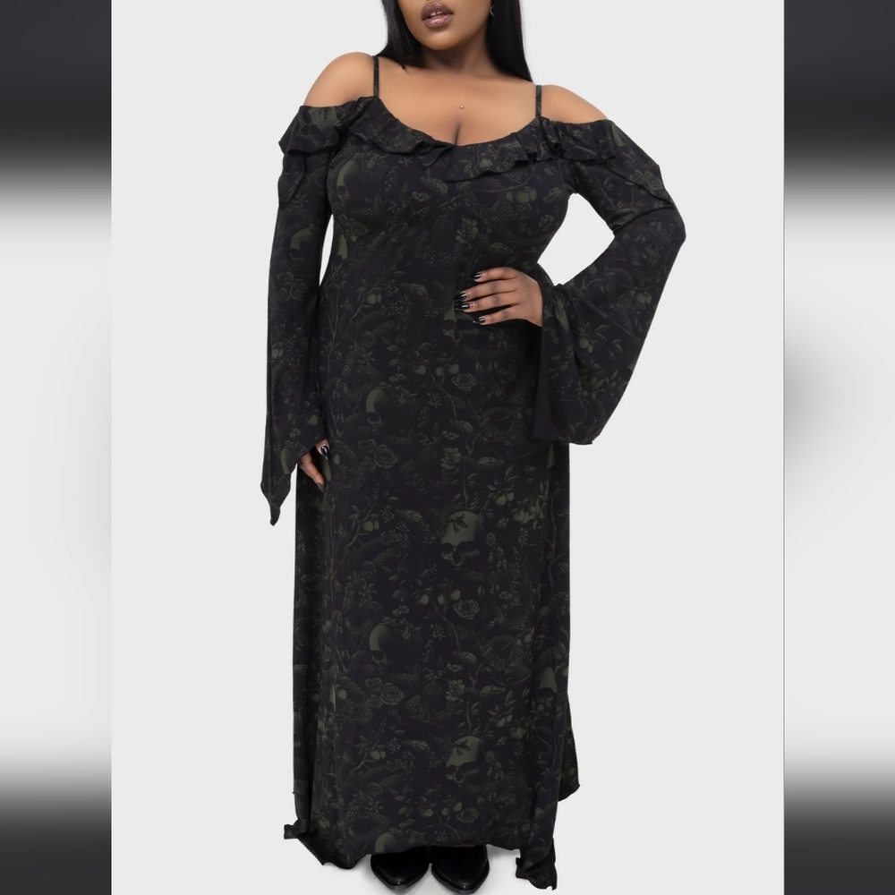 Killstar Black Gothic Floral Dress - Picture 6 of 9